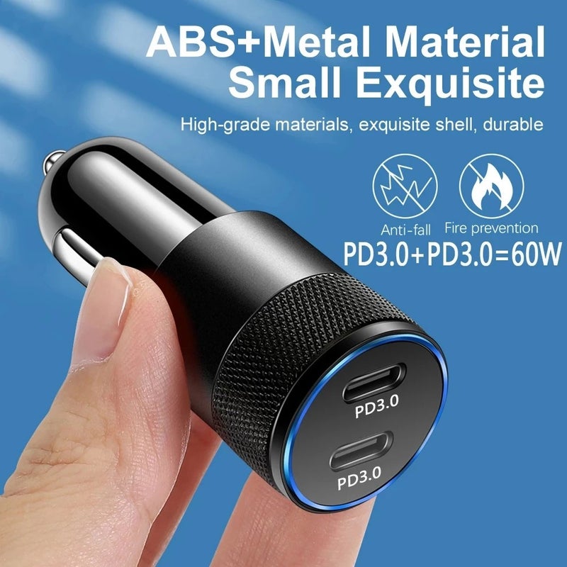 Y&D 60W USB C Car Charger, Dual Port PD Fast Charger for iPhone 14/13/12, Samsung Galaxy, Automobile Chargers Adapter - Image 2